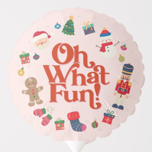 Pink Oh What Fun Christmas Birthday Favor Tag Balloon