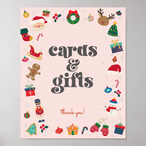 Pink Oh What Fun Winter Christmas Cards and Gifts Poster