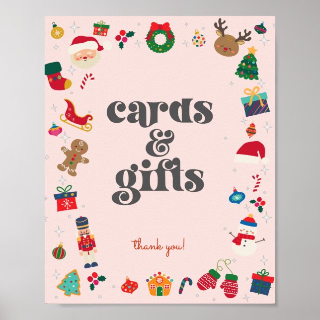 Pink Oh What Fun Winter Christmas Cards and Gifts Poster (Front)