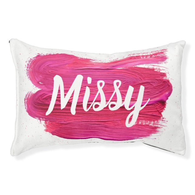 Pink Oil Paint design Name Pet Bed (Front)