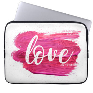 Pink Oil Paint Love quote abstract minimal Laptop Sleeve