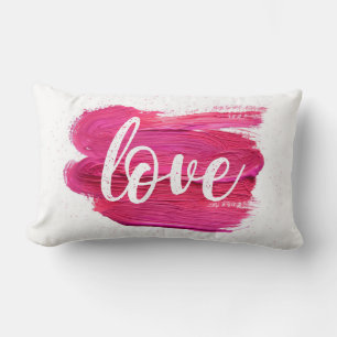 Pink Oil Paint Love quote Lumbar Pillow