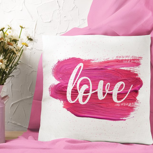 Pink Oil Paint Love quote Throw Pillow (Creator Uploaded)