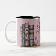 Pink Old Book Library And Clock