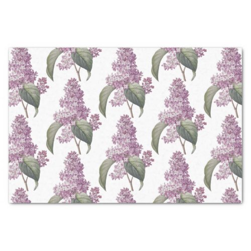 Pink Old Fashioned Lilac Floral Print Decoupage Tissue Paper