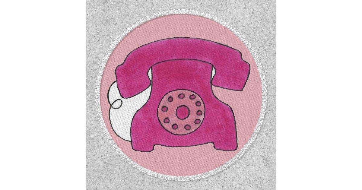 Pink Old Fashioned Retro Rotary Phone Telephone Patch Zazzle