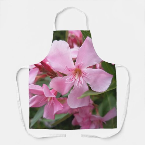 Pink Oleander Floral Kitchen Apron