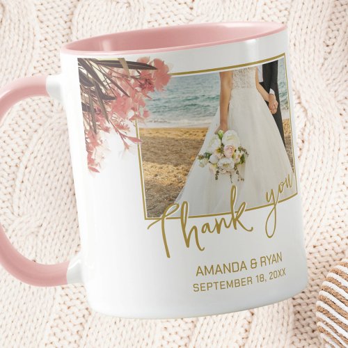 Pink Oleander Flowers Photo Thank you Wedding  Mug