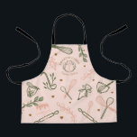 Pink & Olive Green Baking & Cooking Utensil Bakery Apron<br><div class="desc">Modern and chic bakery apron design features an assortment of our hand-drawn cooking and baking utensils (whisk, piping bag, pastry bag, stand mixer, spoon & rolling pin) The utensils are arranged around the apron. A beautiful color palette of blush pink and olive green shades create this modern, chic bakery design....</div>