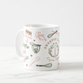 Pink & Olive Green Baking & Cooking Utensil Bakery Coffee Mug (Front Left)