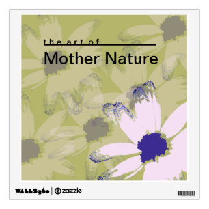 Pink Olive Green Daisy Floral Art Wall Sticker