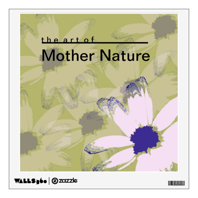 Pink Olive Green Daisy Floral Art Wall Sticker (Front)