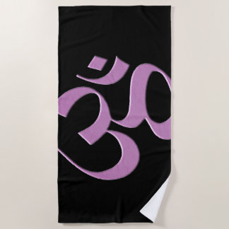 Pink Om  Beach Towel