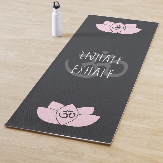 Pink Om & Lotus Flower Inhale Exhale Yoga Mat (In Situ)