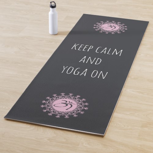 Pink Om  Mandala Keep Calm and Yoga On Yoga Mat