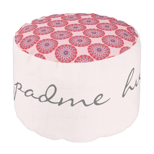 Pink Om Mani Padme Hum Mandalas Kaleidoscope Pouf