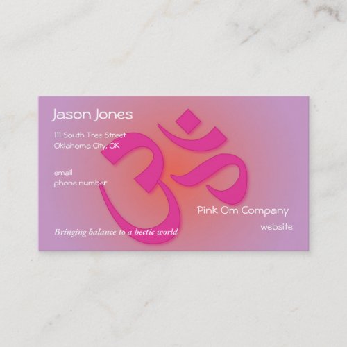 Pink OM symbol business card