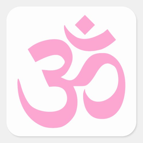 Pink Om Symbol Square Sticker