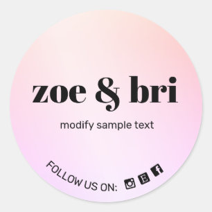 Pink Ombre Add Your Logo Social Media Classic Round Sticker