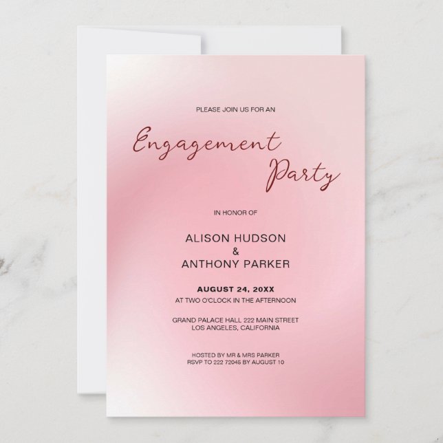 Pink Ombre Background Engagement Invitation (Front)