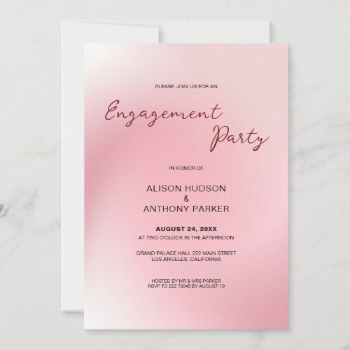 Pink Ombre Background Engagement Invitation