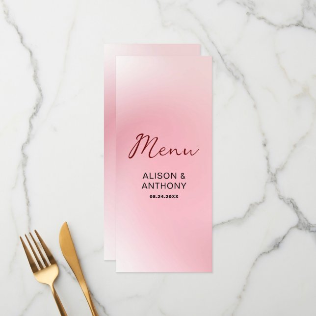 Pink Ombre Background Menu (Front/Back In Situ)