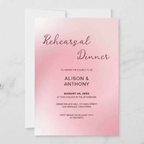 Pink Ombre Background Rehearsal   Invitation