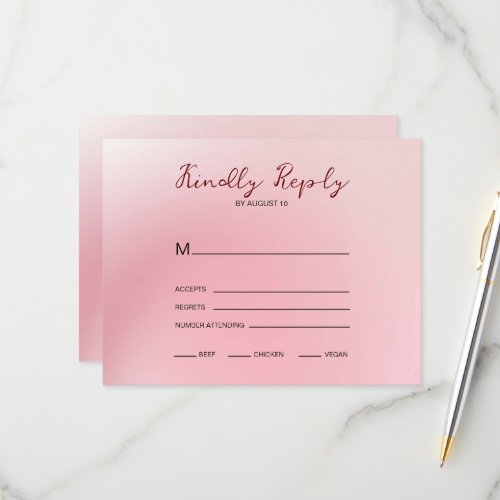 Pink Ombre Background RSVP Card
