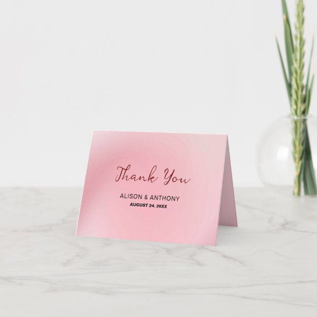 Pink Ombre Background Thank You Card (Front)