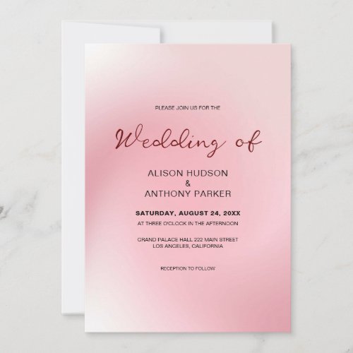 Pink Ombre Background Wedding Invitation