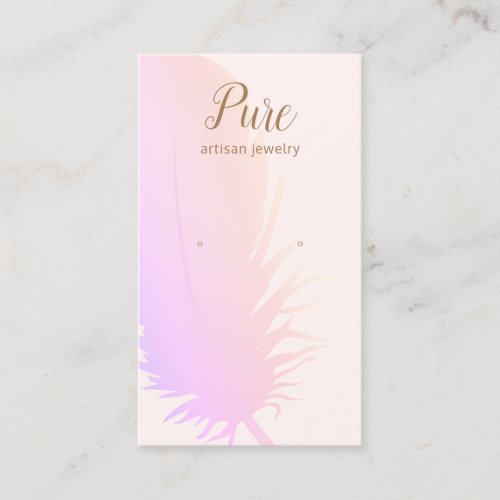 Pink Ombre Boho Feather Earring Display Business Card