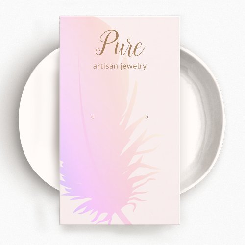 Pink Ombre Boho Feather Earring Display Business Card