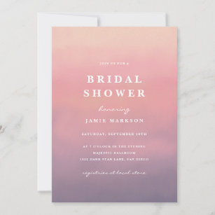 Pink Ombre Boho Minimalist Bridal Shower  Invitation