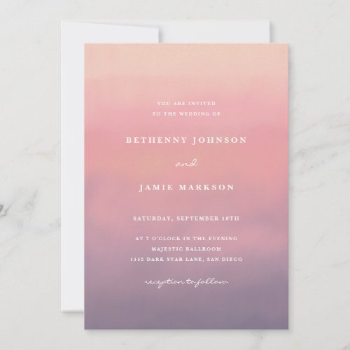 Pink Ombre Boho Minimalist Wedding Invitation