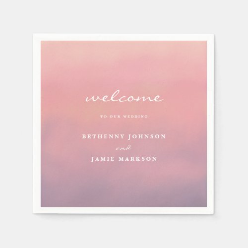 Pink Ombre Boho Minimalist Wedding Napkin