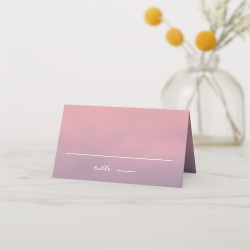 Pink Ombre Boho Minimalist Wedding Place Card