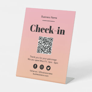 Pink Ombre Business Covid QR Code Check-In Sign