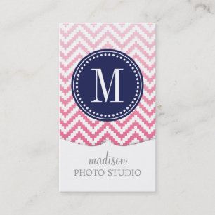 Pink Ombré Chevron Aztec Tribal Personalized Business Card