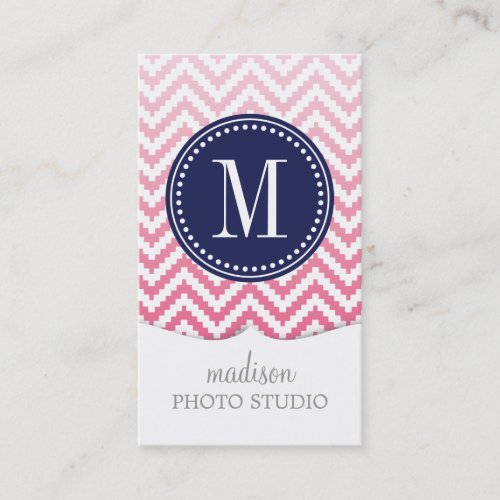 Pink Ombré Chevron Aztec Tribal Personalized Business Cards