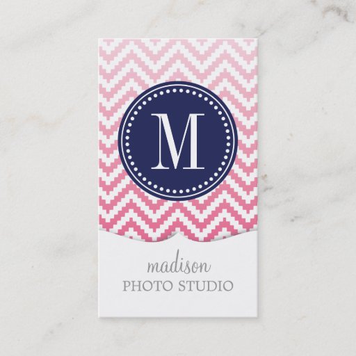 Customizable Pink Ombré Chevron Aztec Tribal Personalized Business Cards