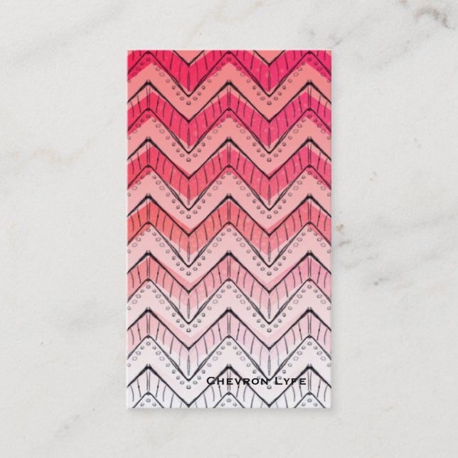 Pink Ombre Chevron Hand Drawn Business Card (Front)