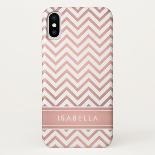 Pink Ombre Chevron Pattern Simple Modern Monogram iPhone XS Case