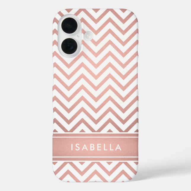 Pink Ombre Chevron Pattern Simple Modern Monogram Case-Mate iPhone Case (Back)