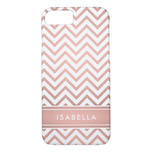 Pink Ombre Chevron Pattern Simple Modern Monogram iPhone 87 Case