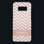 Pink Ombre Chevron Pattern Simple Modern Monogram Case-Mate Samsung Galaxy S8 Case<br><div class="desc">Protect your cell phone in style with this chic modern Samsung Galaxy S8 Case. Cover design features a pretty pink faux rose gold foil chevron zig-zag pattern and stripe, and your name or other customized text in a simple white typography font. This elegant and trendy phone case makes a stylish...</div>