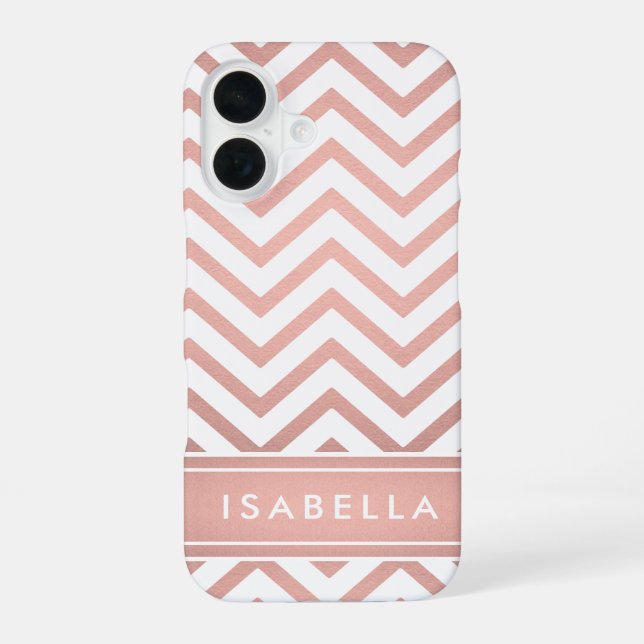 Pink Ombre Chevron Pattern Simple Modern Monogram Iphone Case (Back)