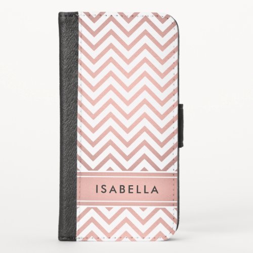 Pink Ombre Chevron Pattern Simple Modern Monogram iPhone X Wallet Case