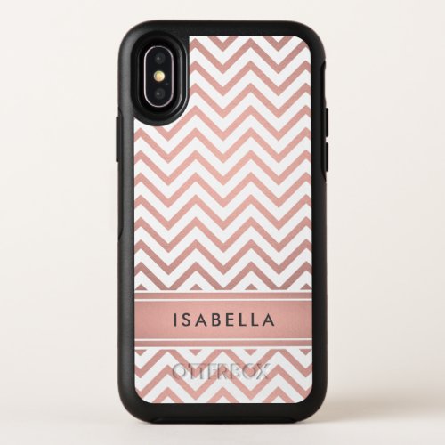 Pink Ombre Chevron Pattern Simple Modern Monogram OtterBox Symmetry iPhone X Case