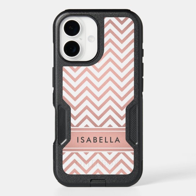 Pink Ombre Chevron Pattern Simple Modern Monogram Otterbox iPhone Case (Back)