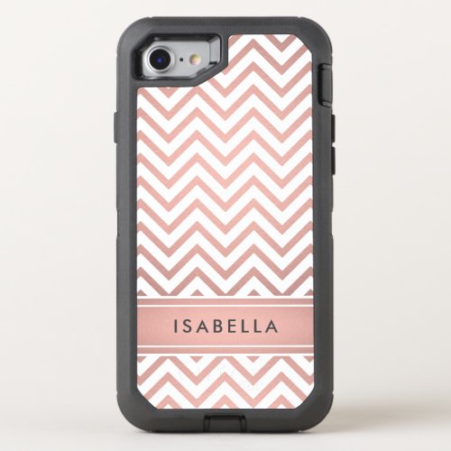 Pink Ombre Chevron Pattern Simple Modern Monogram OtterBox Defender iPhone SE87 Case